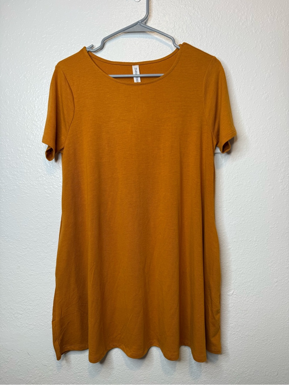 Zenana Premium Mustard Yellow T-Shirt Tunic Dress With Pockets Size M Earthy